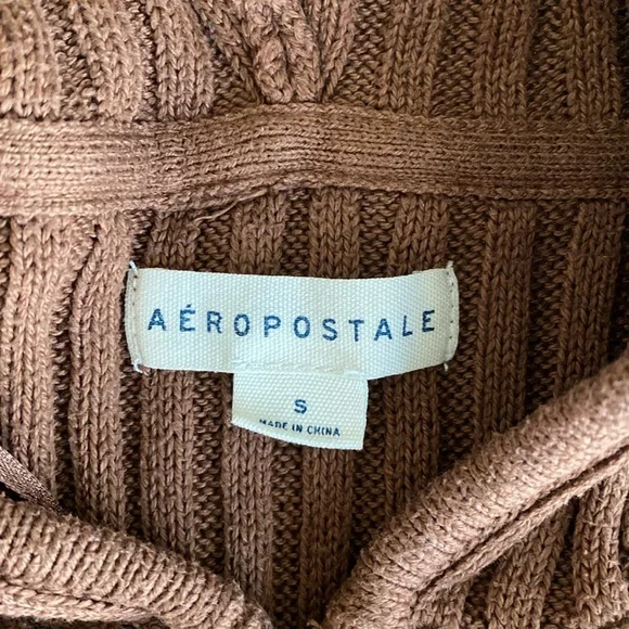 Aeropostale Brown full zipper ribbed hoodie - Picture 2 of 7